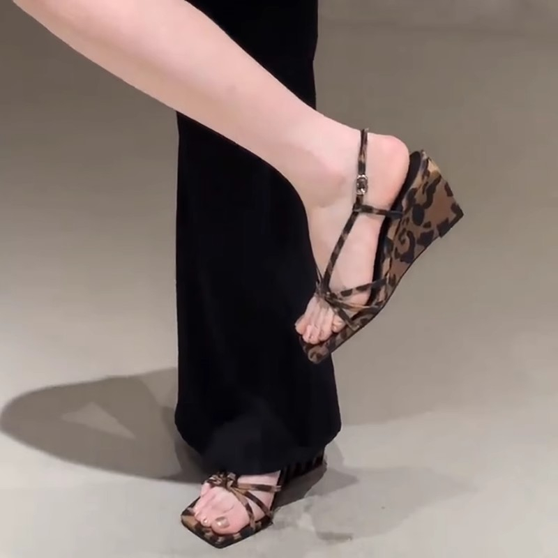 Crossfit Belt - Leopard Wedge Sandals Summer New Square