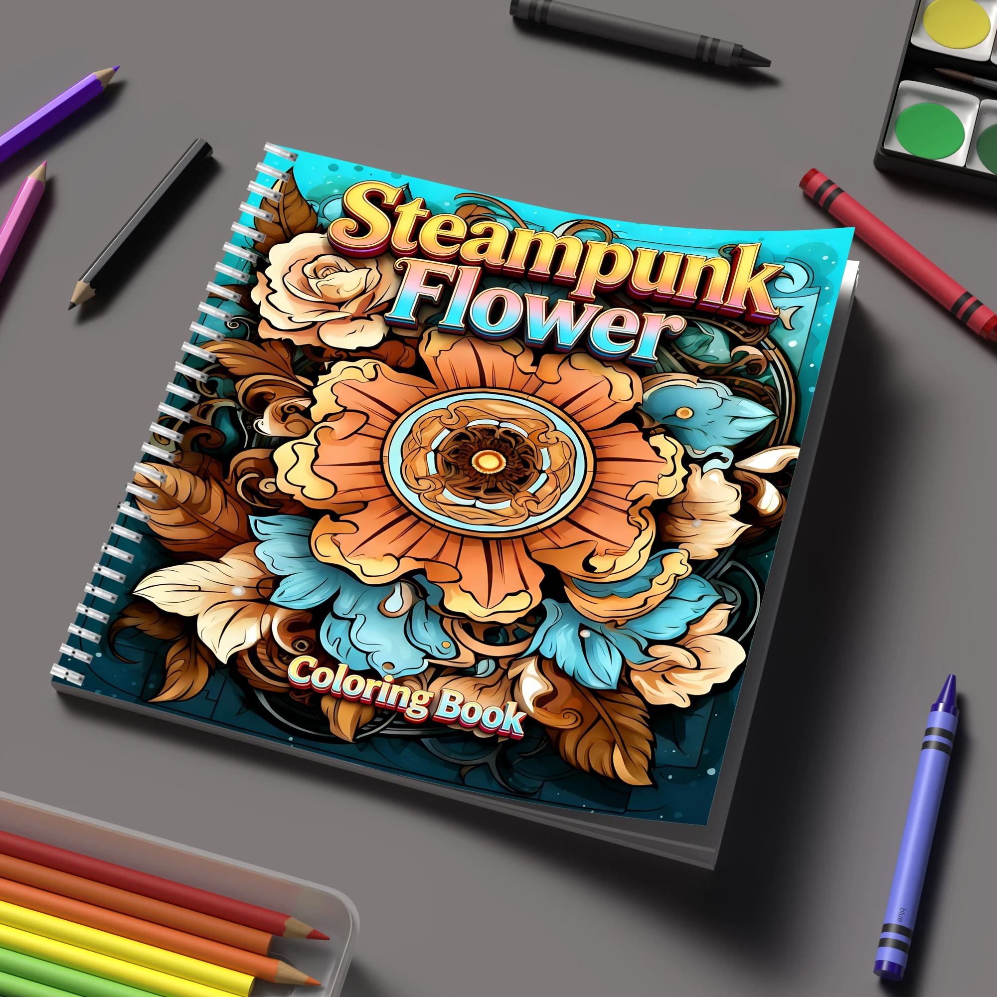 Chalk Bag - Coloring Book Steampunk Flowers for Adult