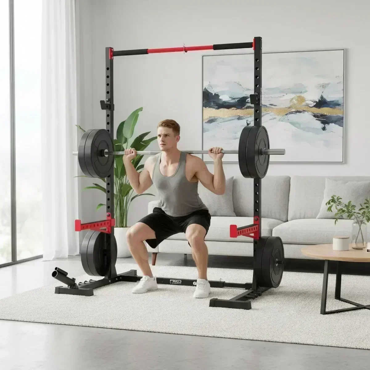 Adjustable Home Gym Squat Rack - Pull Up Bar review and price